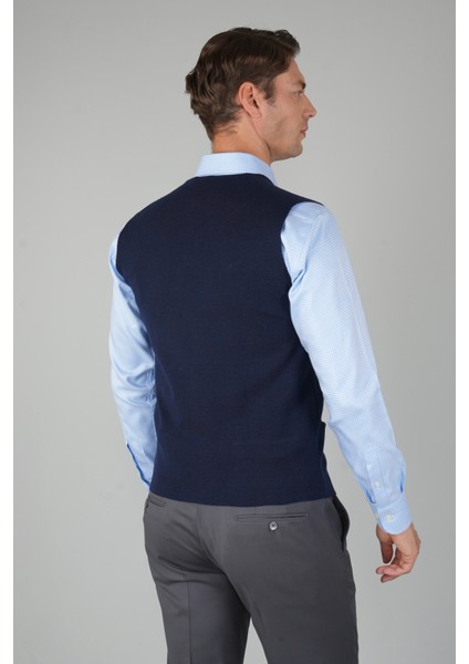Lacivert Düz Triko Yün Erkek Yelek TRYL24K24203_D39 fiyatları