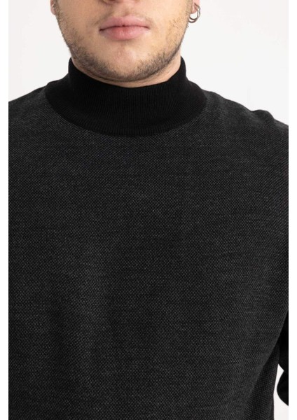 Regular Fit Renk Bloklu Balıkçı Yaka Triko Kazak R9121AZ23WN