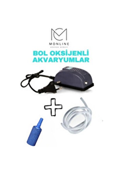 Fanus ve Akvaryum Için Oksijen Hava Seti (Hava Motoru Hava Hortumu Hava Taşı) Komple Set