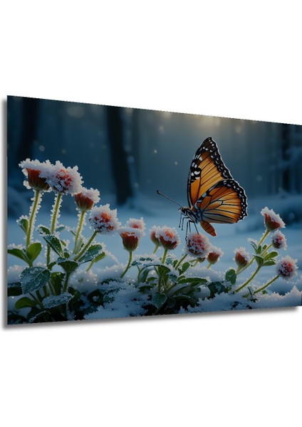 Kış Kelebeği Rüyası Yağlı Boya Görünümlü Dekoratif Ahşap Ev/işyeri/ofis Kare Tablo modelleri
