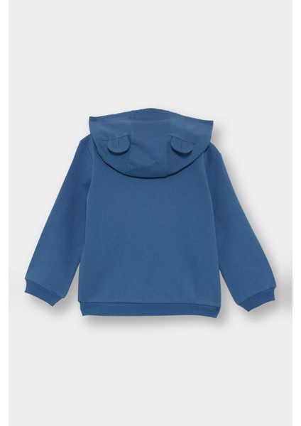 Erkek Bebek 3'lü Takım Kapüşonlu Düğmeli Hırka Baskılı Uzun Kollu Tişört Çizgili Alt F2210A525AU fırsatları