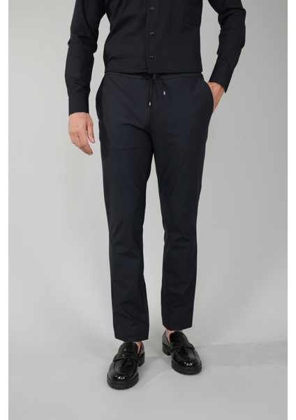 Siyah Jagger Lastikli Polyamid Polyester Erkek Pantolon PNS24K24006_D99