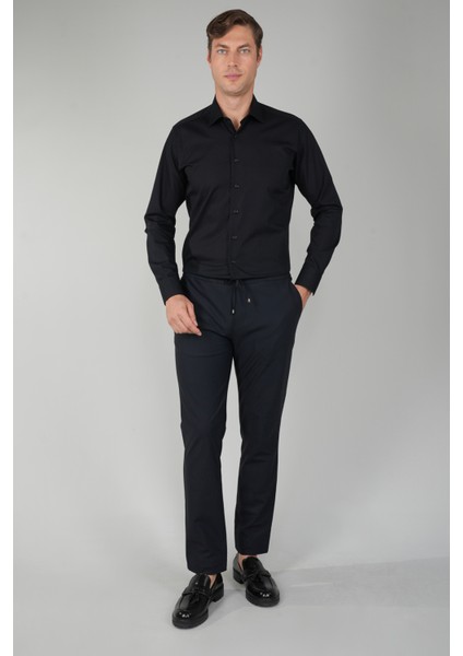 Siyah Jagger Lastikli Polyamid Polyester Erkek Pantolon PNS24K24006_D99 indirimleri