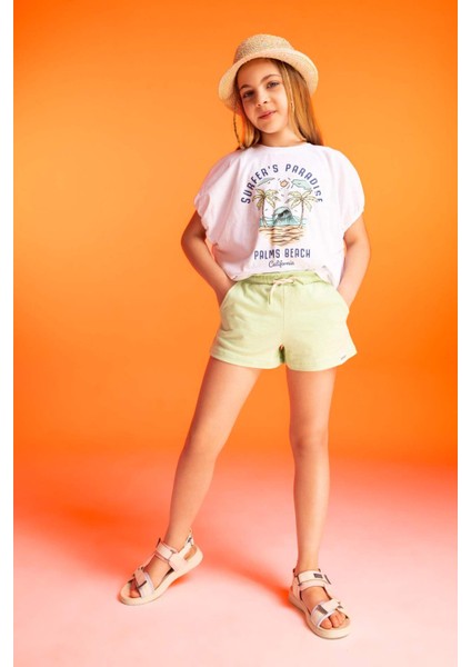 Kız Çocuk Beli Bağcıklı Şort