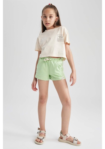 Kız Çocuk Beli Bağcıklı Şort