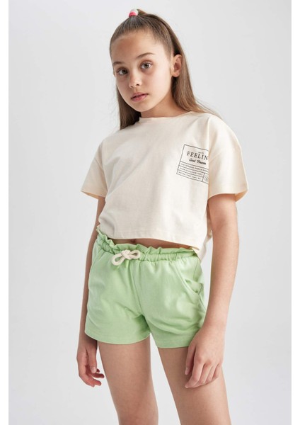 Kız Çocuk Beli Bağcıklı Şort