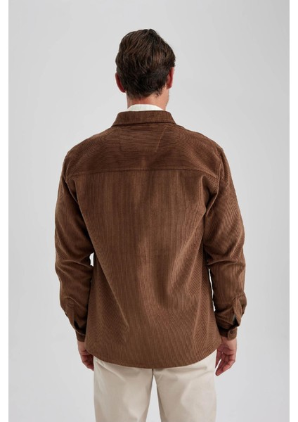 Regular Fit Polo Yaka Fitilli Kadife Uzun Kollu Gömlek Ceket A7978AX23AU