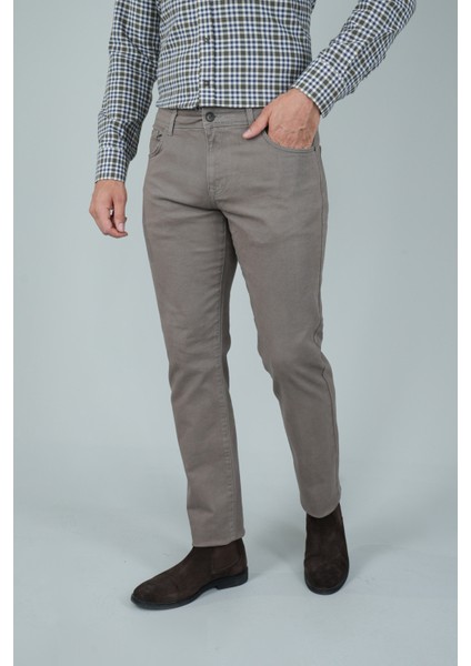 Bej Gabardin Pamuk 5 Cepli Spor Pantolon PNS24K24004_D07
