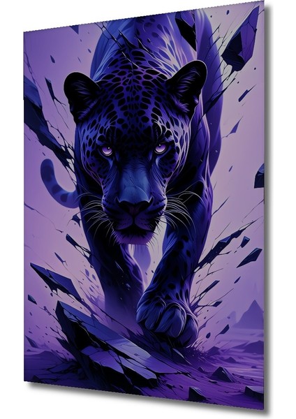 Mor Panter Yağlı Boya Görünümlü Modern Sanat Dekoratif Ahşap Ev/işyeri/ofis Kare Tablo fiyatları