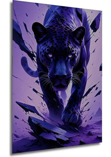 Mor Panter Yağlı Boya Görünümlü Modern Sanat Dekoratif Ahşap Ev/işyeri/ofis Kare Tablo modelleri