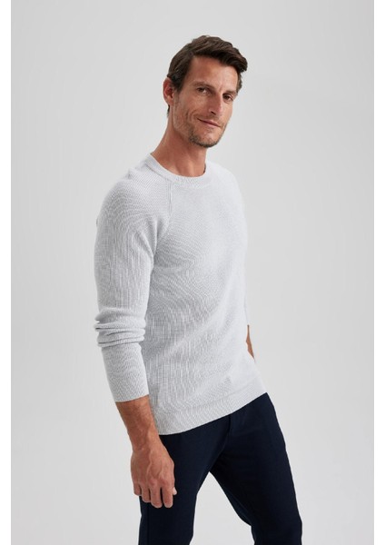 Standart Fit Normal Kesim Bisiklet Yaka Basic Düz Triko Kazak A8458AX23AU