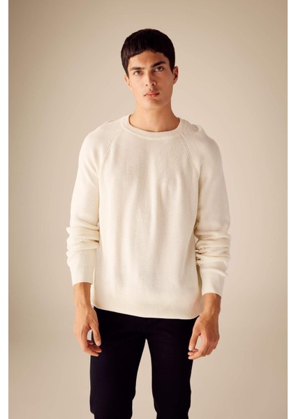 Standart Fit Normal Kesim Bisiklet Yaka Basic Düz Triko Kazak A8458AX23AU