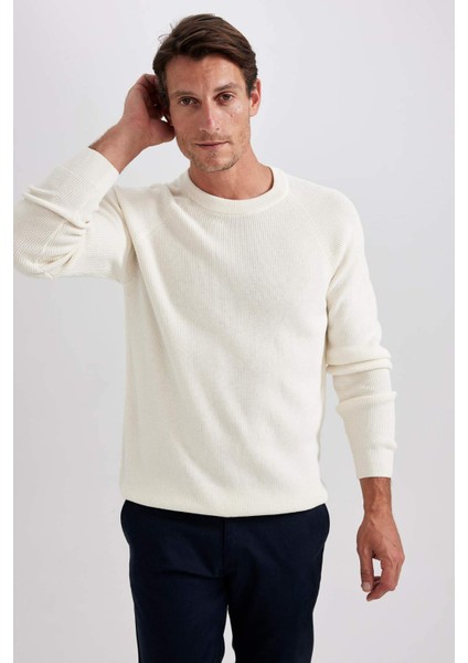 Standart Fit Normal Kesim Bisiklet Yaka Basic Düz Triko Kazak A8458AX23AU