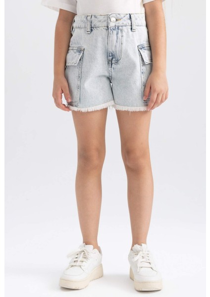 Kız Çocuk Kargo Fit Jean Şort A8727A823HS