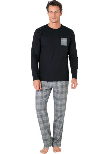 Erkek Uzun Kollu Bisiklet Yaka Pijama Takım 6107