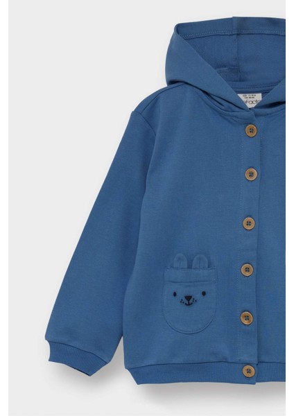 Erkek Bebek 3'lü Takım Kapüşonlu Düğmeli Hırka Baskılı Uzun Kollu Tişört Çizgili Alt F2210A525AU modelleri