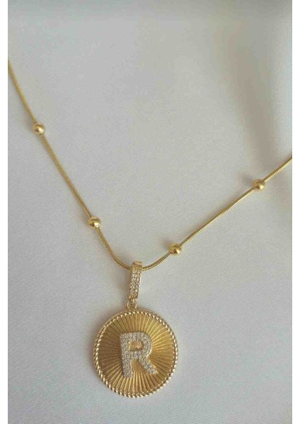 R Harfli Kolye - R Harf Kolye - R Harfli Madalyon Kolye - 316L Paslanmaz Çelik fiyatları