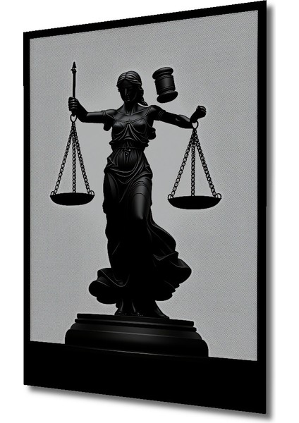Çerçeve Görünümlü Adalet Tanrıçası Temalı Siyah Beyaz Dekoratif Ahşap Ev/işyeri/ofis Kare Tablo fiyatları