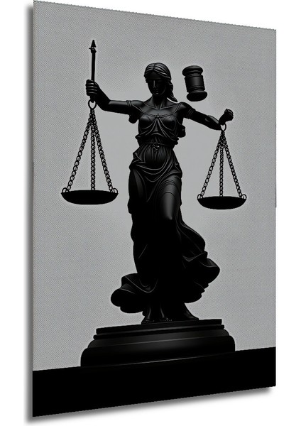 Adalet Tanrıçası Temalı Siyah Beyaz Dekoratif Ahşap Ev/işyeri/ofis Kare Tablo modelleri