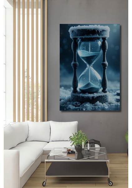 Buzlu Kum Saati Zamanı Durduran Güzellik Dekoratif Ahşap Ev/işyeri/ofis Kare Tablo