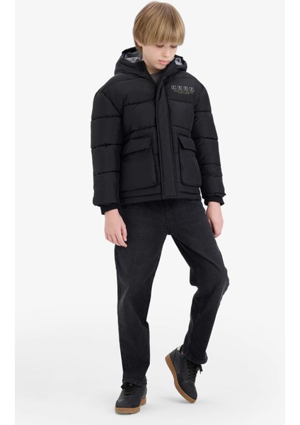 Erkek Çocuk Su Geçirmez Kapüşonlu Sırt Baskılı Fermuarlı Şişme Mont C5522A825AU fiyatları