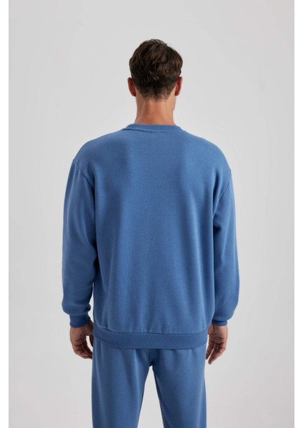 Oversize Geniş Kalıp Bisiklet Yaka Basic Düz Sweatshirt T5139AZ23AU