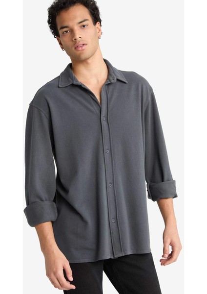 Regular Fit Penye Uzun Kollu Gömlek F6134AX25AU