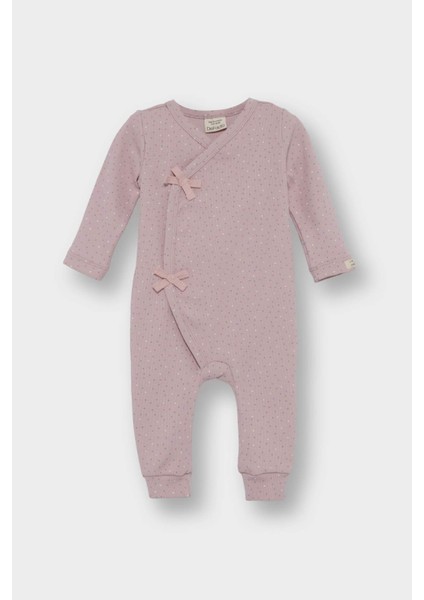 Kız Bebek Yenidoğan Puantiyeli Fitilli Kaşkorse Uzun Kollu Tulum F2184A525AU