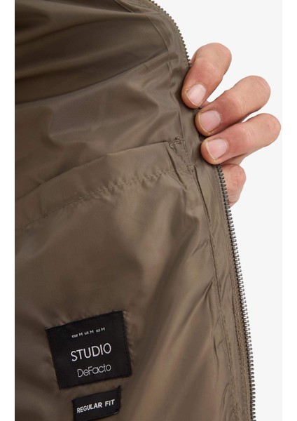 Su İtici Rüzgar Geçirmez Dik Yaka Astarlı Fermuarlı Cepli Kışlık Mont F0307AX25WN indirimleri