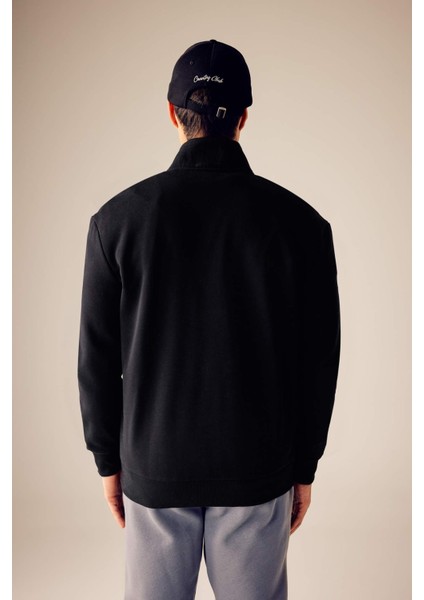 Comfort Regular Fit Rahat Kalıp Fermuarlı Dik Yaka Basic Düz Sweatshirt X7405AZ23AU