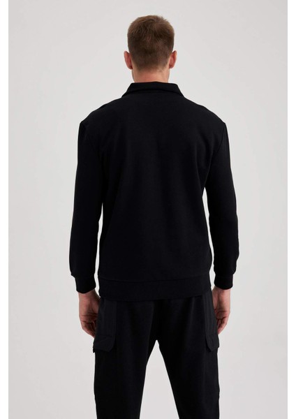 Comfort Regular Fit Rahat Kalıp Fermuarlı Dik Yaka Basic Düz Sweatshirt X7405AZ23AU