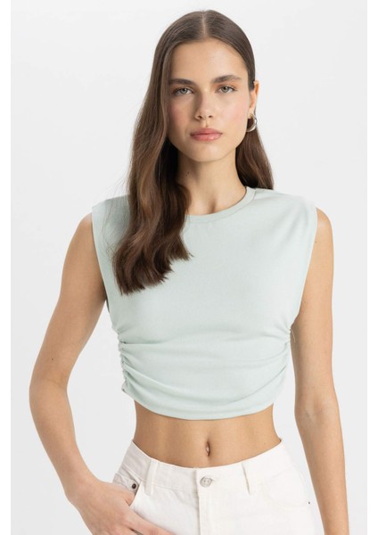 Slim Fit Dar Kesim Bisiklet Yaka Basic Düz Kolsuz Tişört A9420AX24SP