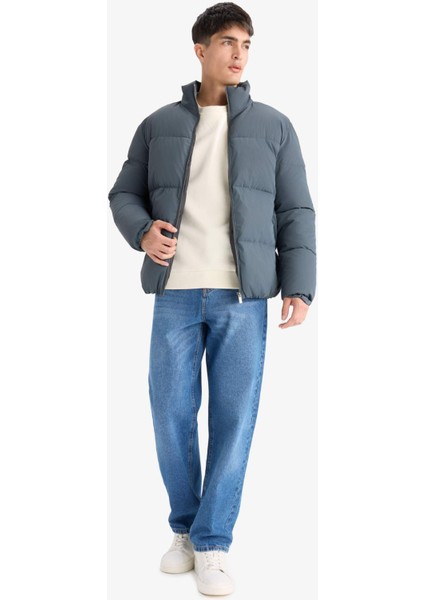 Su İtici Rüzgar Geçirmez Dik Yaka Astarlı Fermuarlı Cepli Kışlık Mont F0307AX25WN fiyatları