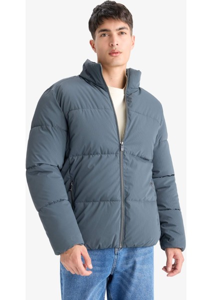 Su İtici Rüzgar Geçirmez Dik Yaka Astarlı Fermuarlı Cepli Kışlık Mont F0307AX25WN modelleri