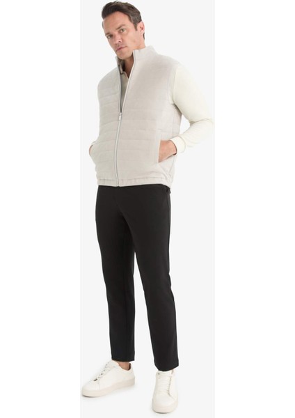 Slim Fit Dar Kesim Dik Yaka Astarlı Fermuarlı Cepli Mevsimlik Baharlık Süet Yelek F0246AX25AU fiyatları