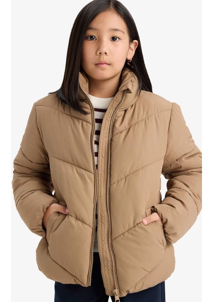 Kız Çocuk Su Geçirmez Polar Astarlı Fermuarlı Şişme Mont C5391A825AU