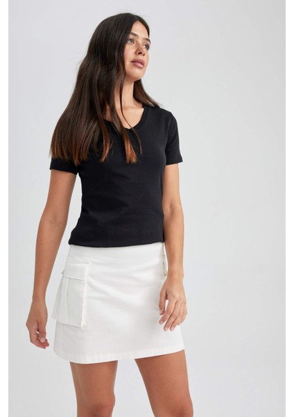 A Kesim Normal Bel Gabardin Mini Etek A9394AX23HS