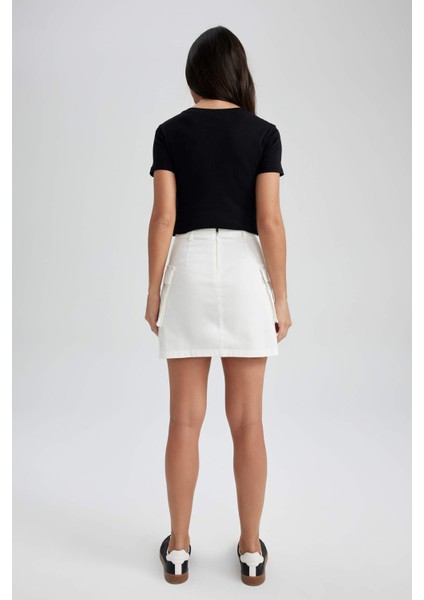 A Kesim Normal Bel Gabardin Mini Etek A9394AX23HS