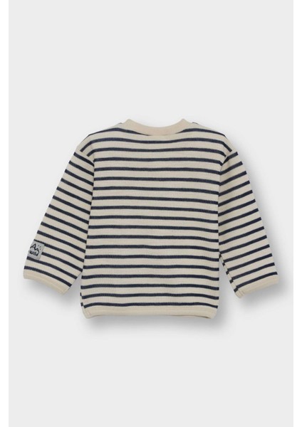 Erkek Bebek Bisiklet Yaka Çizgili Sweatshirt F7587A525WN modelleri