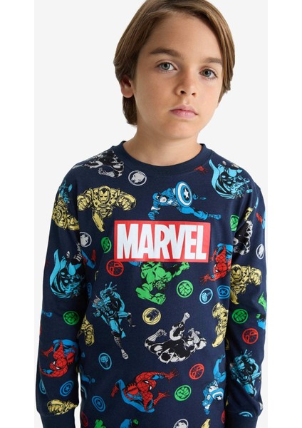 Erkek Çocuk Marvel Comics Pijama Takımı Uzun Kollu Üst Uzun Alt F1898A825AU