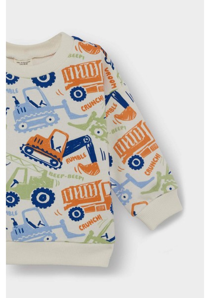 Erkek Bebek Bisiklet Yaka Araç Baskılı İçi Yumuşak Tüylü Sweatshirt E9935A525AU fiyatları