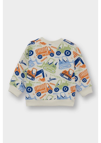 Erkek Bebek Bisiklet Yaka Araç Baskılı İçi Yumuşak Tüylü Sweatshirt E9935A525AU modelleri