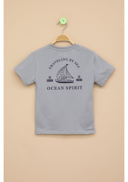 Füme Ayıcık Baskılı Cepli Erkek Bebek Tişört 20936 modelleri