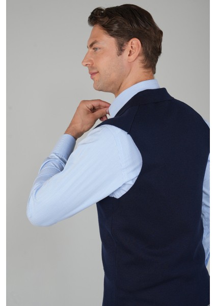 Lacivert Kruvaze Yün Erkek Yelek TRYL24K24202_D39 modelleri