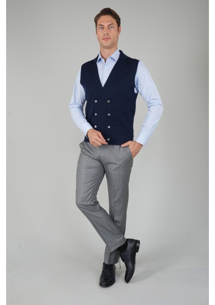 Lacivert Kruvaze Yün Erkek Yelek TRYL24K24202_D39 indirimleri