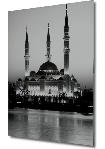 Siyah Beyaz Cami Silüeti Dekoratif Ahşap Ev/işyeri/ofis Kare Tablo fiyatları