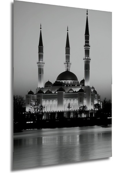 Siyah Beyaz Cami Silüeti Dekoratif Ahşap Ev/işyeri/ofis Kare Tablo modelleri