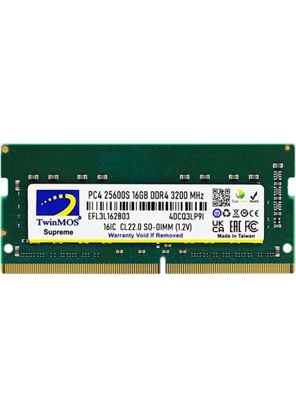 DDR4 16GB 3200MHz Notebook Ram (MDD416GB3200N)