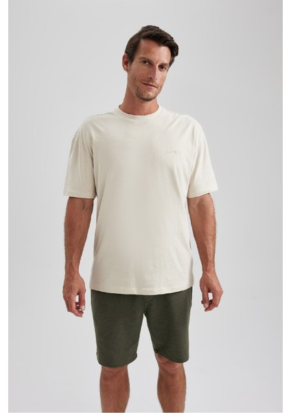 %100 Pamuk Oversize Geniş Kalıp Bisiklet Yaka Basic Düz Kısa Kollu Tişört B0662AXNS