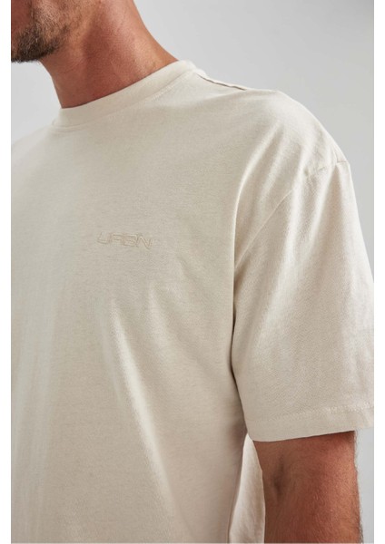 %100 Pamuk Oversize Geniş Kalıp Bisiklet Yaka Basic Düz Kısa Kollu Tişört B0662AXNS